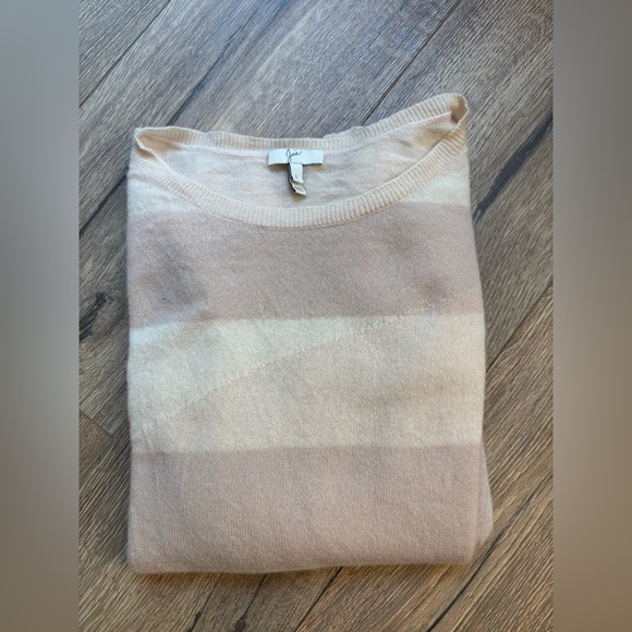 Joie Cashmere Beige Cream Pink Striped Sweater Size Large - Picture 3 of 11